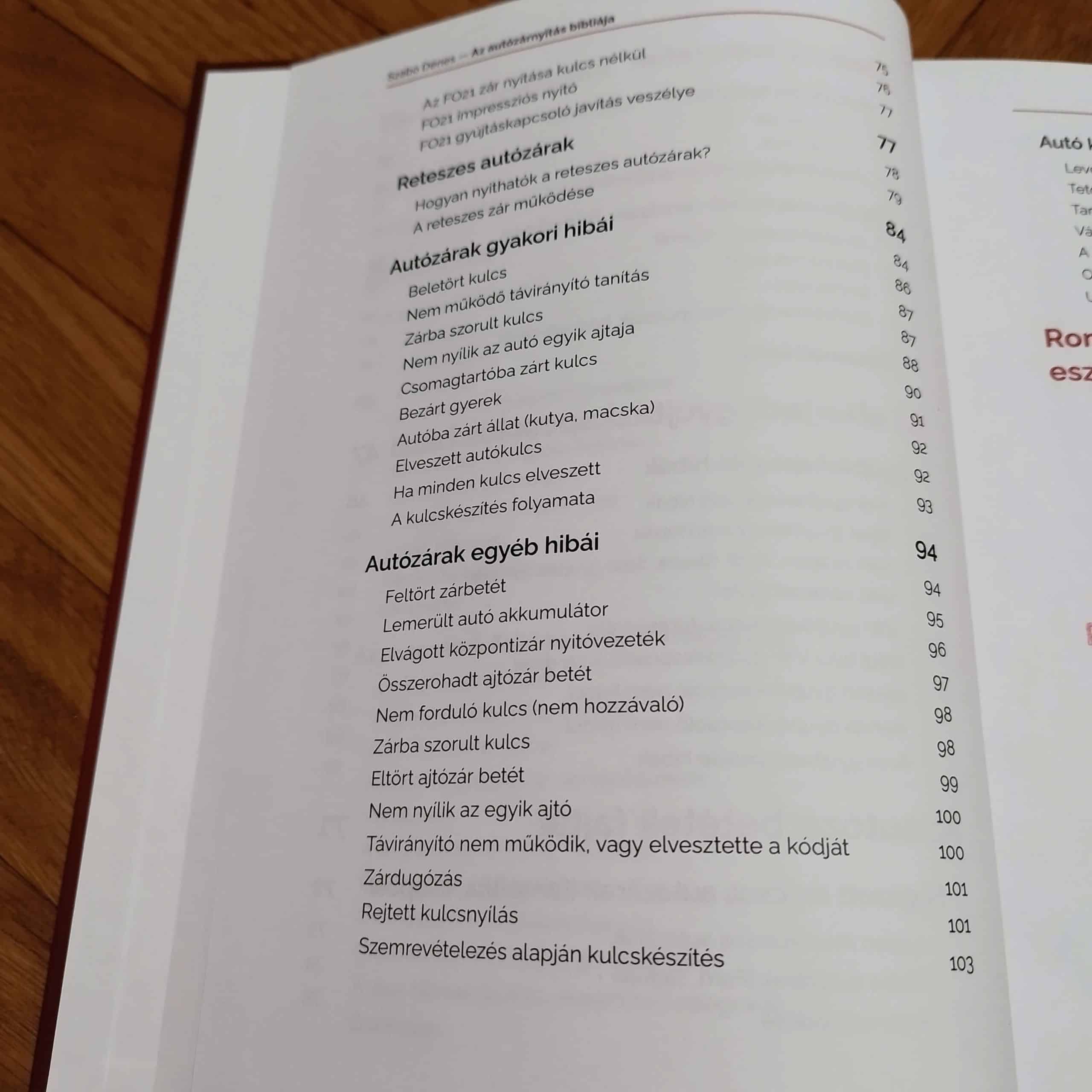 Megjelent Az autózárnyitás Bibliája könyvem! 2 Autózárnyitás bibliája könyv tartalomjegyzék részlet